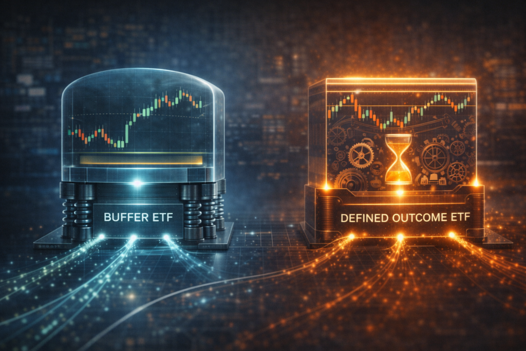 Buffer ETFs e defined outcome em 2025: por que cresceram e quando a “proteção” sai cara Estratégia com limite de alta e amortecimento de queda em ETFs outcome
