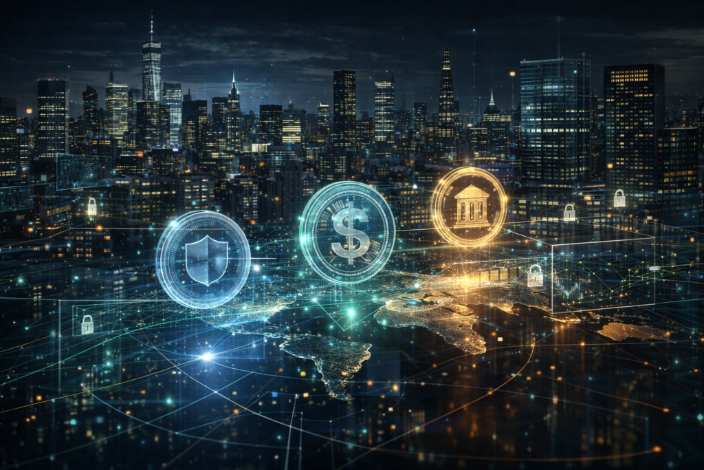 Infraestrutura Bancária Tokenizada Integrada com CBDCs e Stablecoins infraestrutura bancaria tokenizada