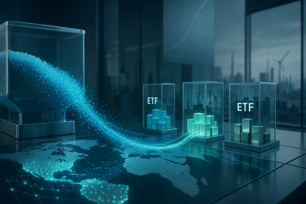 Fluxos de ETFs em 2025: do “caixa” para o risco depois do corte de juros saida money market volta etfs acoes grafico