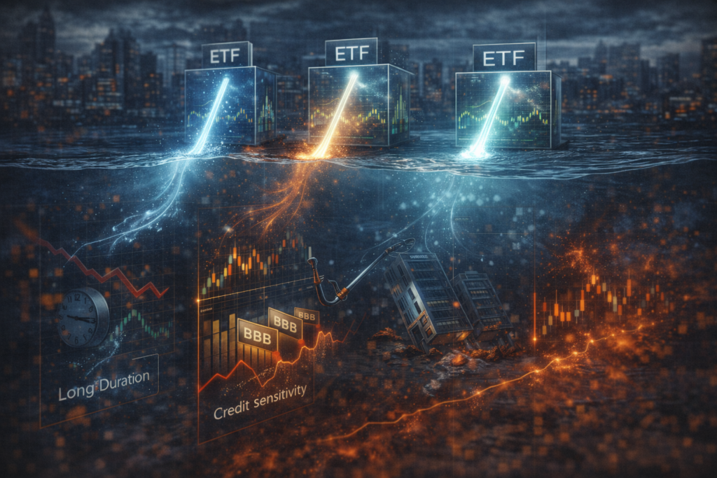 bond etfs risk off liquidez duration credito premio desconto spread