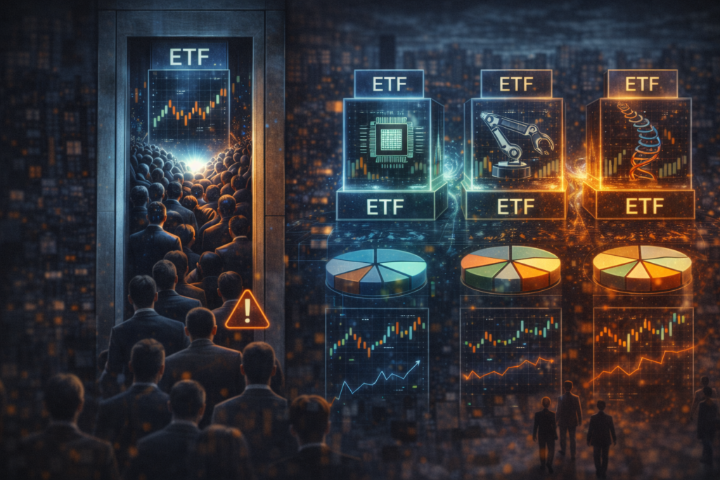 Temáticos e concentração: como o fluxo cria “porta estreita” e o checklist (top holdings + correlação) para reduzir risco sem abandonar o tema concentracao etfs tematicos porta estreita top holdings correlacao breadth