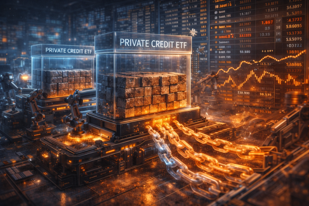 etf private credit yield liquidez diaria mismatch precificacao spread stress