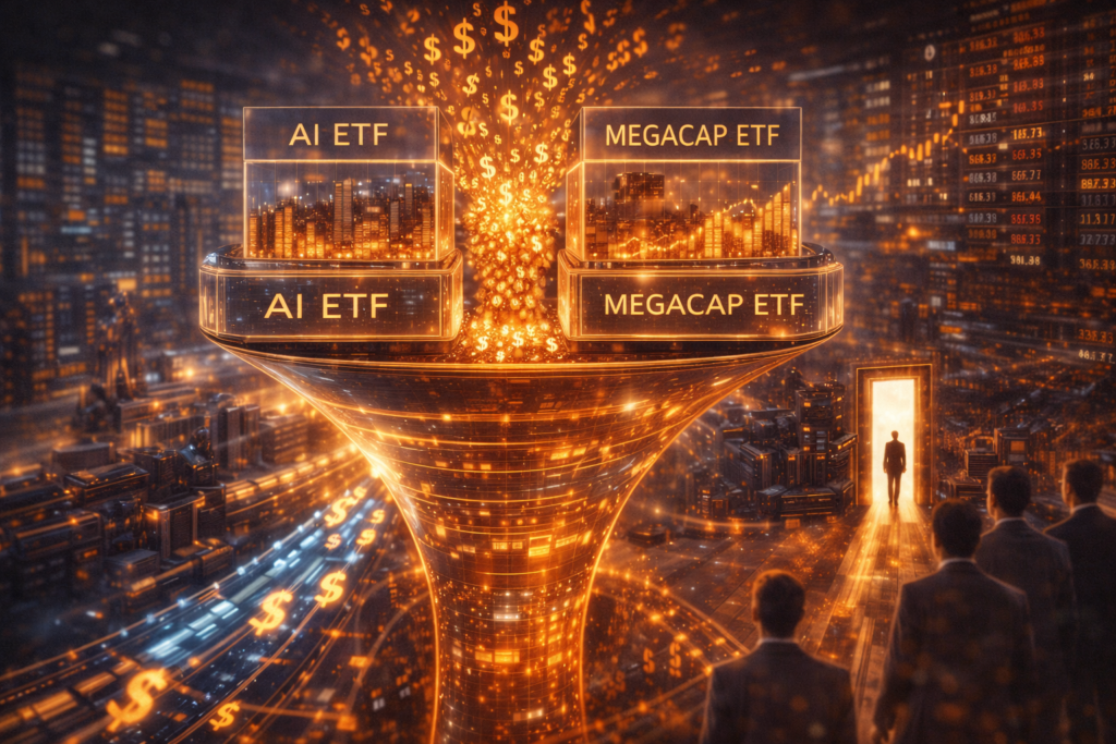 etfs de ia 2026 fluxo concentracao crowding megacaps como avaliar