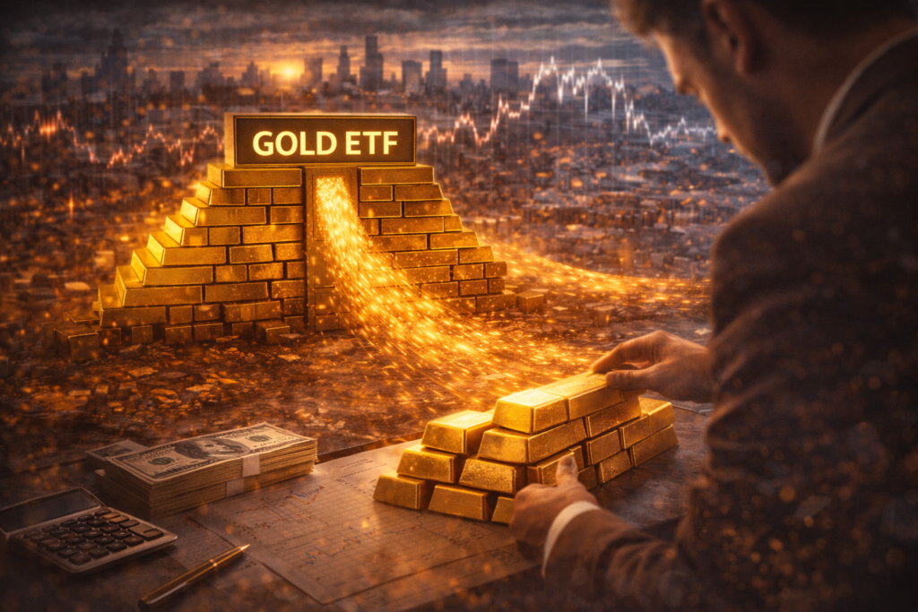 etfs ouro 2026 fluxo macro tamanho posicao rebalance sem torcida