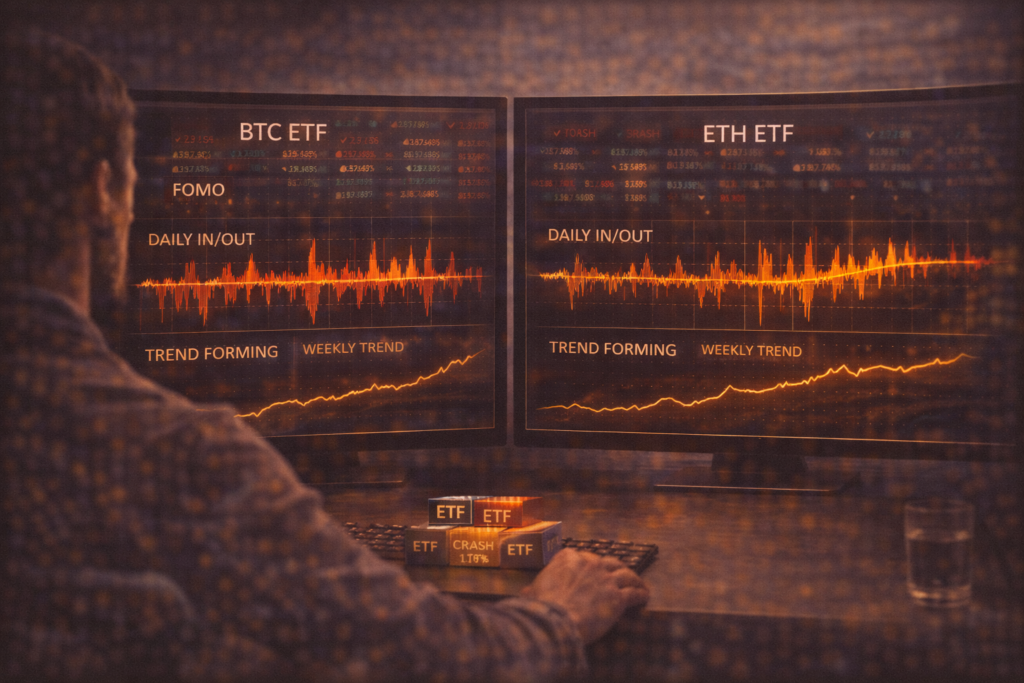 etfs spot de bitcoin 2026 como ler inflow outflow ruido vs tendencia por que vira rapido